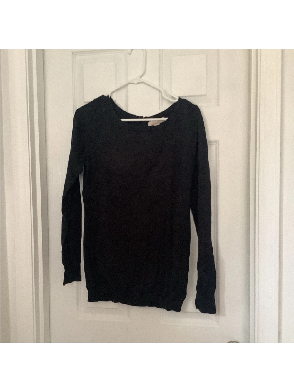 Banana Republic Black Long-Sleeve Crewneck Top